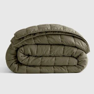 QUINCE NWT European linen box quilt -dusty olive -queen